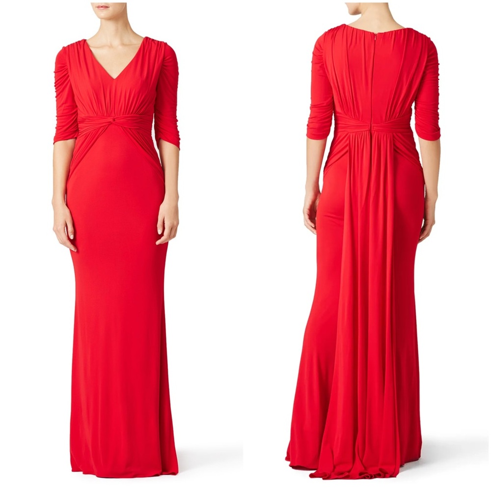 Badgley Mischka Layla Gown Formal Dress Red Maxi size 14